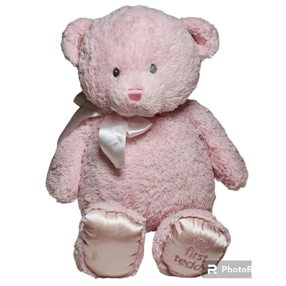 Gund Baby My First Teddy Bear Pink Girl Large Plush Stuffed Animal Toy Satin - Picture 1 of 8